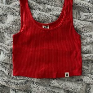 Lucy & Yak Red Ribbed Crop Top